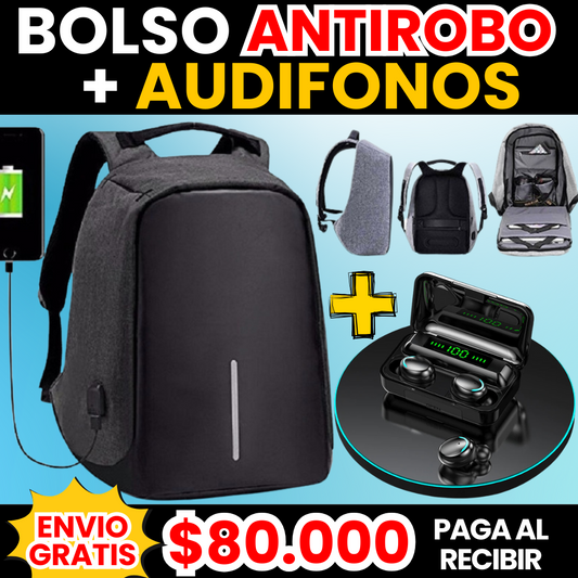Combo Maleta Antirrobo + Audífonos